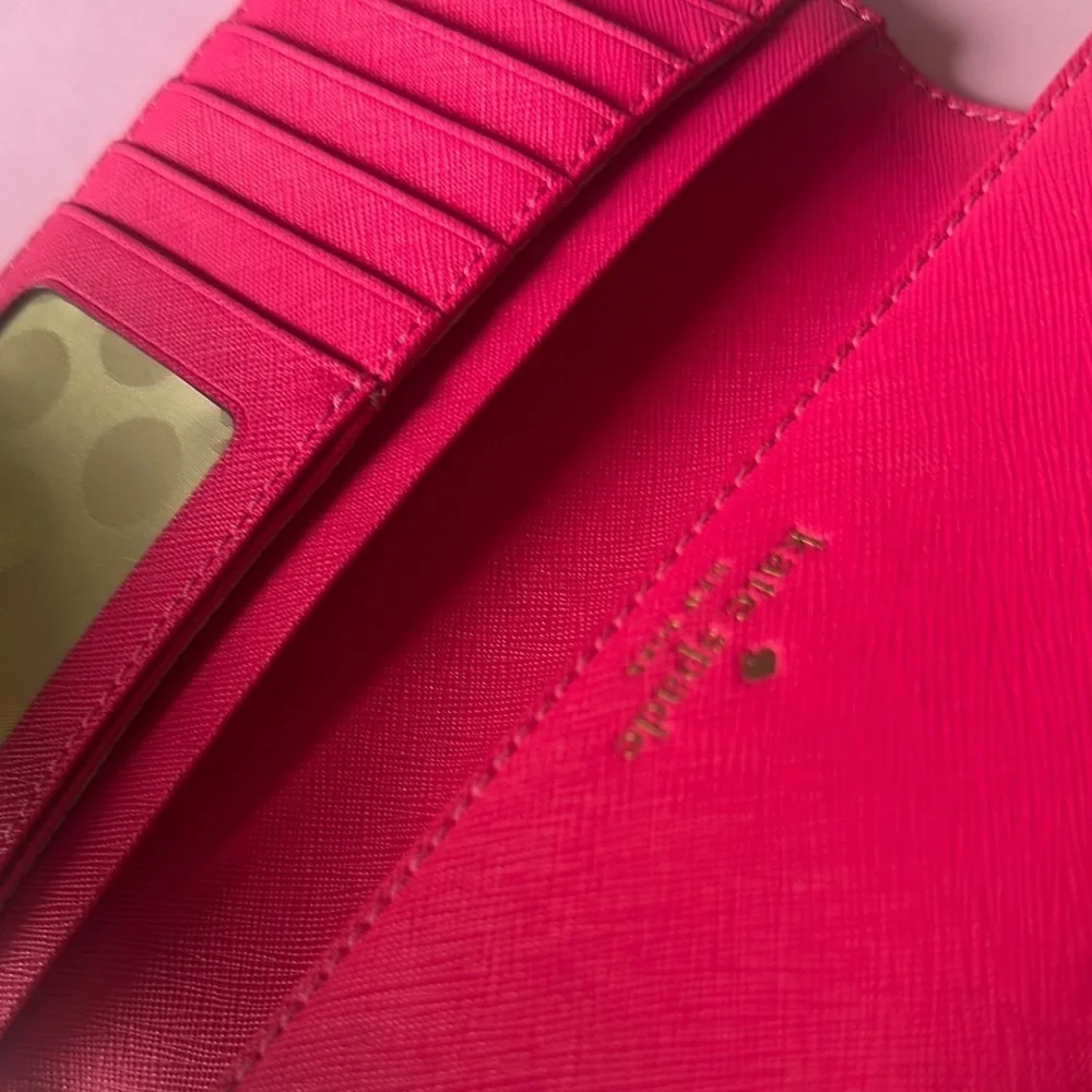 Kate Spade Pink Wallet Sleek Fold-Over Design (Inside plastic is stained)